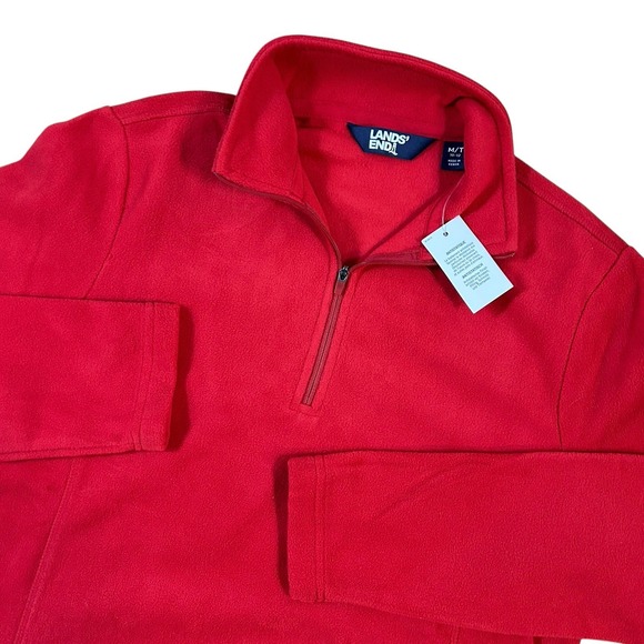 Lands End Red Fleece 1/4 Zip Oeko Tex Sweatshirt Sweater MT Tall NEW Women's - Picture 1 of 10